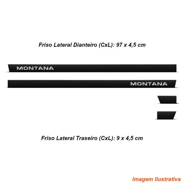 Imagem de Jogo Friso Proteção Faixa Lateral Borrachão Personalizado Gm Montana 2011 2012 2013 2014 2015 2016 2017 2018 2019 2020