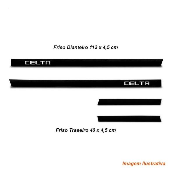 Imagem de Jogo Friso Proteção Faixa Lateral Borrachão Personalizado Preto Celta 2000 Até 2016 - 2 Portas
