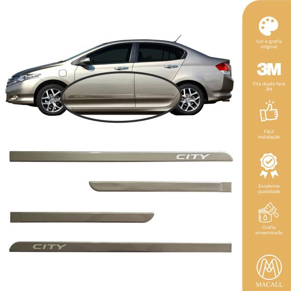 Imagem de Jogo Friso Slim Lateral Honda City Original com Grafia Cores