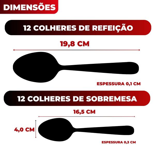 Imagem de Jogo Garfo Faca Colher Inox 48 Peças Conjunto Talheres Restaurante Bufffet Lanchonete 