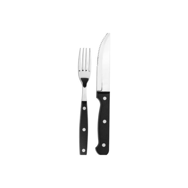 Imagem de Jogo Garfo Faca Jumbo Talheres Preto Churrasco Brinox - 8 Un