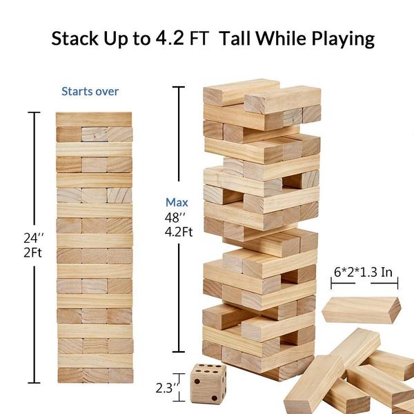 Imagem de Jogo Giant Tumble Tower Apudarmis Pine Wooden 54 unidades com dados