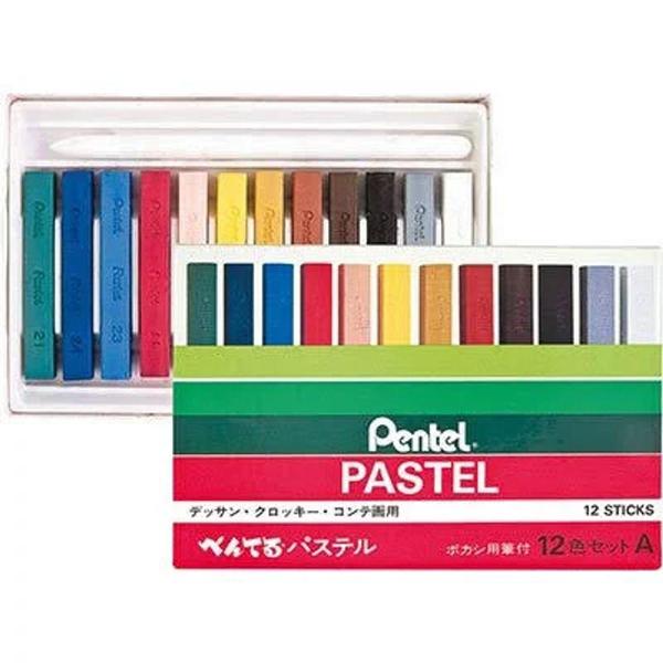 Imagem de Jogo Giz Pastel Seco com 12 Cores GA12A - Pentel