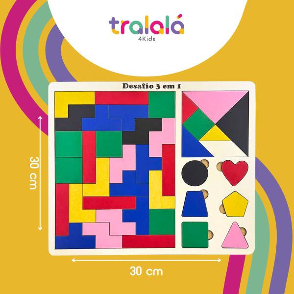Jogo Infantil Criativo 3x1: Tangram, Tetris e Encaixa Formas - Tralalá Imagem de Jogo Infantil Criativo 3x1: Tangram, Tetris e Encaixa Formas