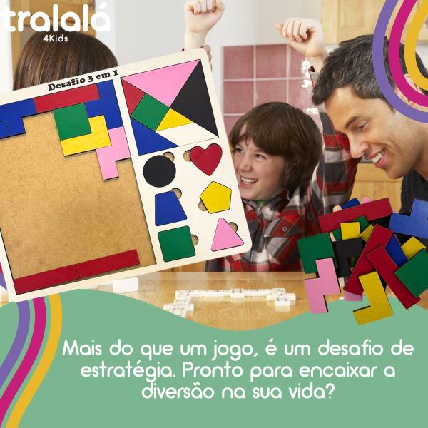 Imagem de Jogo Infantil Criativo 3x1: Tangram, Tetris e Encaixa Formas