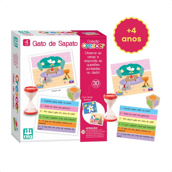 Imagem de Jogo Infantil Educativo Gato de Sapato com 30 Cartas Estimula a Memória Observação Linguagem Presente - Nig 0456