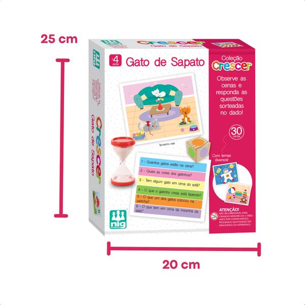 Imagem de Jogo Infantil Educativo Gato de Sapato com 30 Cartas Estimula a Memória Observação Linguagem Presente - Nig 0456