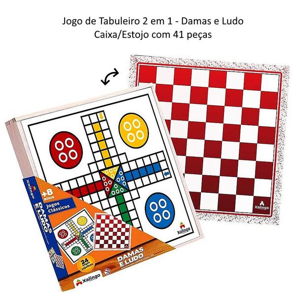 Imagem de Jogo Infantil Tabuleiro de Dama e Ludo em Madeira Educativo