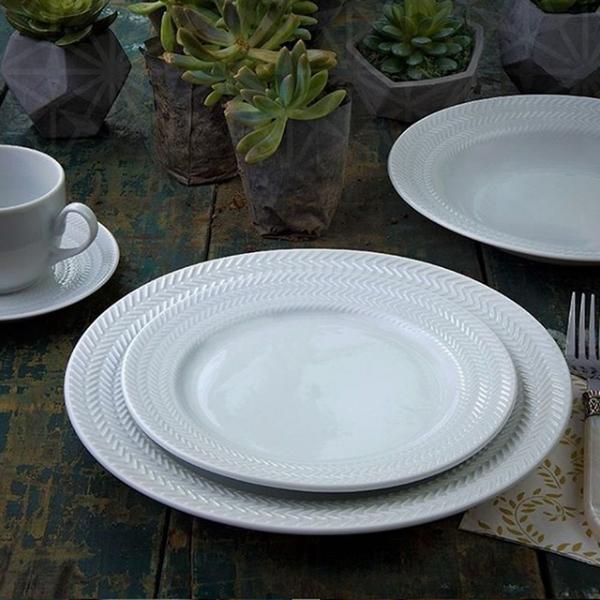 Jogo Jantar E Chá 30 Peças Chevron Relevo ZigZag Porcelana Germer - Porcelanas Germer Imagem de Jogo Jantar E Chá 30 Peças Chevron Relevo ZigZag Porcelana Germer