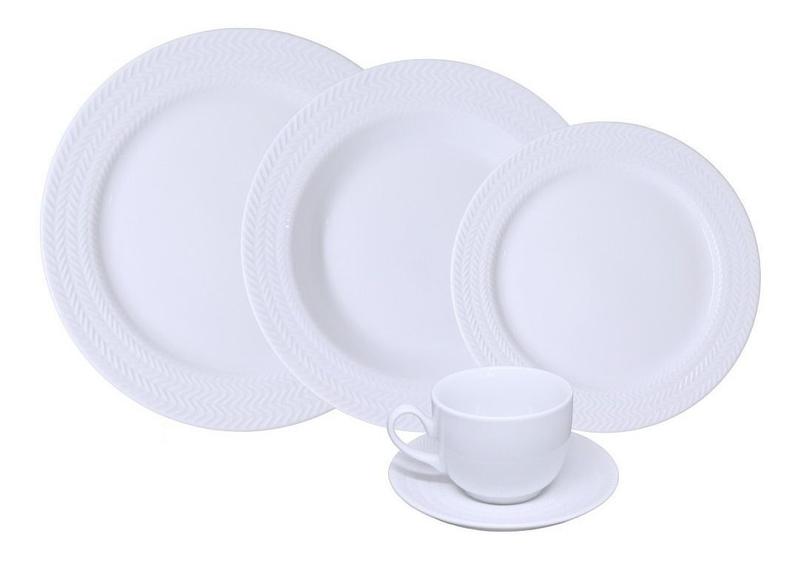 Jogo Jantar E Chá 30 Peças Chevron Relevo ZigZag Porcelana Germer - Porcelanas Germer Imagem de Jogo Jantar E Chá 30 Peças Chevron Relevo ZigZag Porcelana Germer