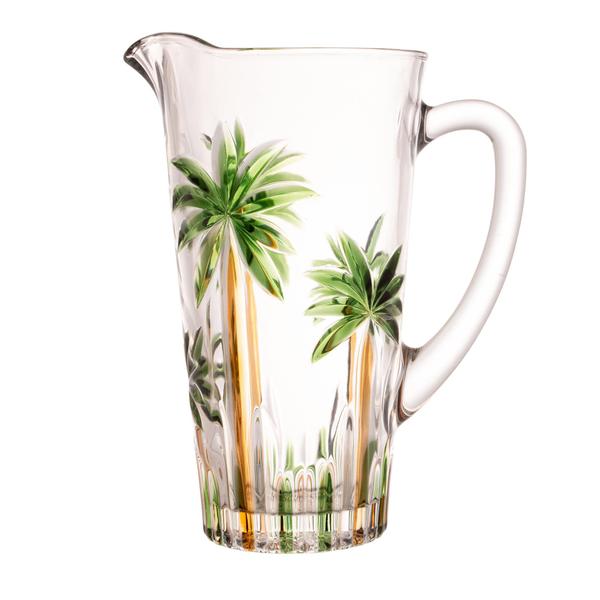 Imagem de Jogo Jarra Com 6 Copos De Cristal Palm Tree Handpaint