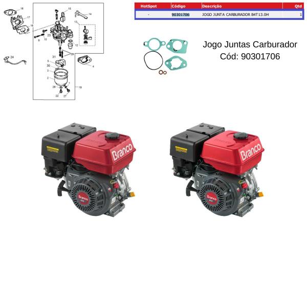 Imagem de Jogo Juntas Do Carburador Para Motor B4T 15.0 Branco Toyama