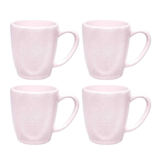 Imagem de Jogo Kit 4 Canecas Xicara Cerâmica Chá Café 380ml Ryo Pink Sand Oxford Rosa