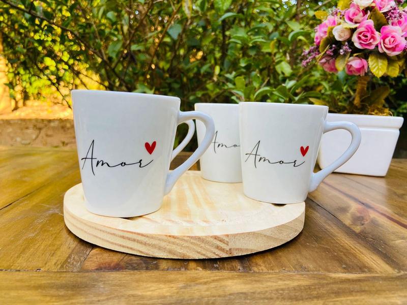 Jogo kit 4 xícaras canecas chá café porcelana 120 ml Amor Spot - Neo Porcelanas Imagem de Jogo kit 4 xícaras canecas chá café porcelana 120 ml Amor Spot