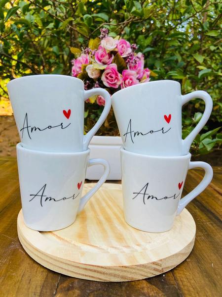 Jogo kit 4 xícaras canecas chá café porcelana 120 ml Amor Spot - Neo Porcelanas Imagem de Jogo kit 4 xícaras canecas chá café porcelana 120 ml Amor Spot
