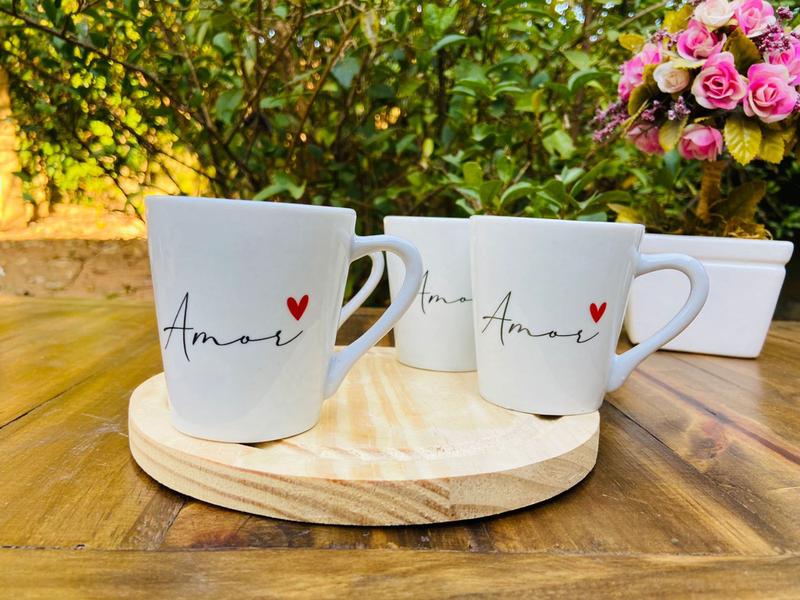 Jogo kit 4 xícaras canecas chá café porcelana 120 ml Amor Spot - Neo Porcelanas Imagem de Jogo kit 4 xícaras canecas chá café porcelana 120 ml Amor Spot