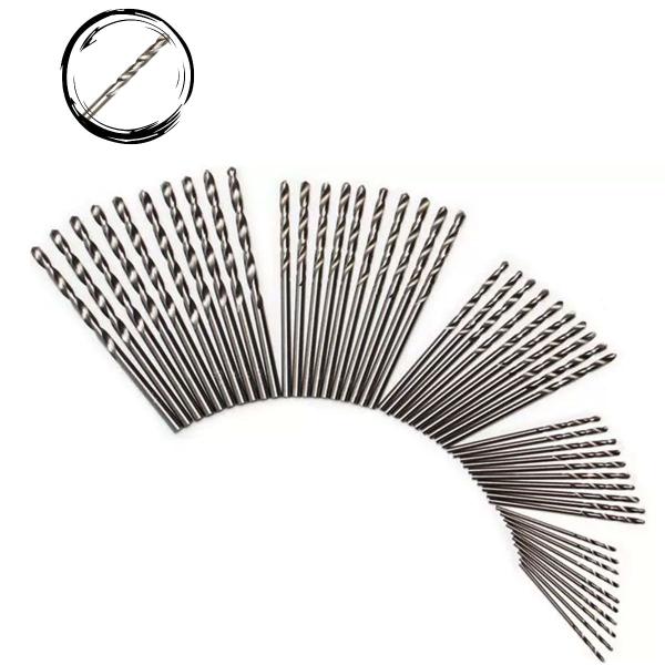 Imagem de Jogo Kit 50 Brocas Aço Rapido 1mm 1,5mm 2mm 2,5mm 3mm (50pç)