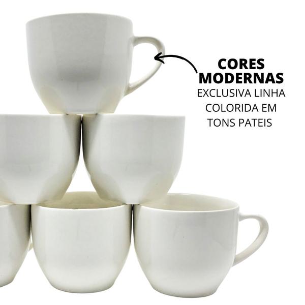 Imagem de Jogo kit 6 Xicara de Porcelana 170ml Chá Cafe Chocolate Chicara