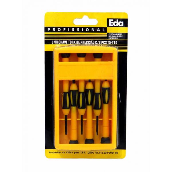 Imagem de Jogo Kit Chave Torx De Precisão Com 6 Peças T5-t10 - Eda