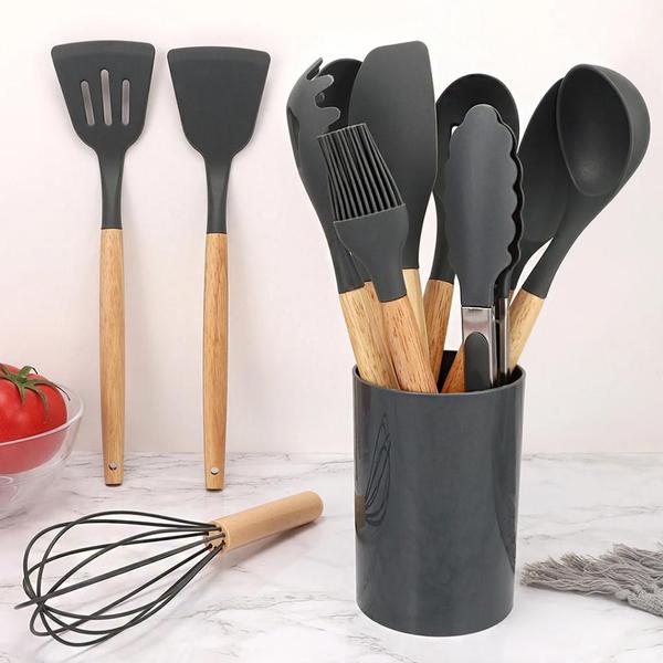 Jogo Kit Com 12 Peças UtensĂlios De Cozinha Colheres Espatulas Pegador Silicone Copo Supor... Jogo Kit Com 12 Peças UtensĂlios De Cozinha Colheres Espatulas Pegador Silicone Copo Supor...