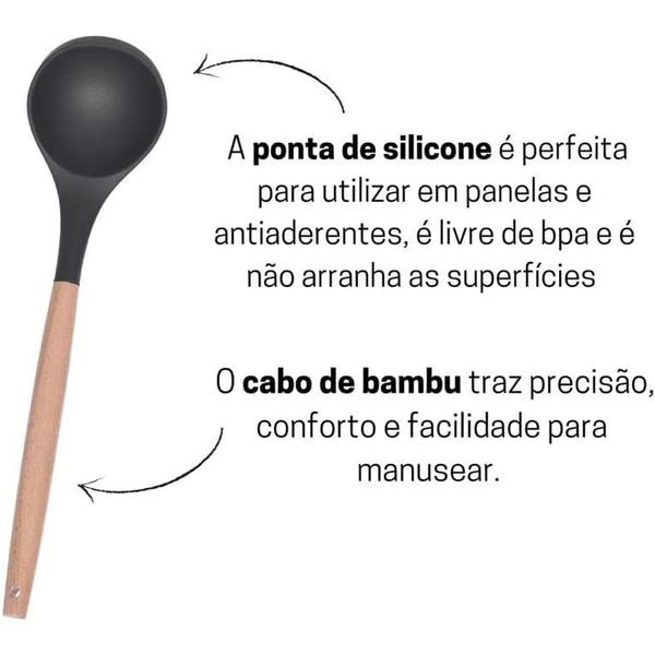 Imagem de Jogo Kit Com 12 Peças Utensílios De Cozinha Colheres Espatulas Pegador Silicone Copo Suporte