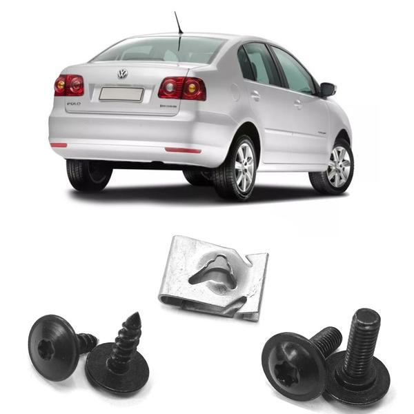 Imagem de Jogo Kit Grampo Presilha fixação fixar Para-choque Traseiro Volkswagen Polo sedan 2003 2004 2005 2006 2007 2008 2009 2010 2011 2012 2013 2014