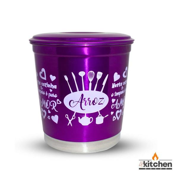Jogo Kit Lata Porta Mantimento em Aluminio Cores com Nome - Fortplast Imagem de Jogo Kit Lata Porta Mantimento em Aluminio Cores com Nome