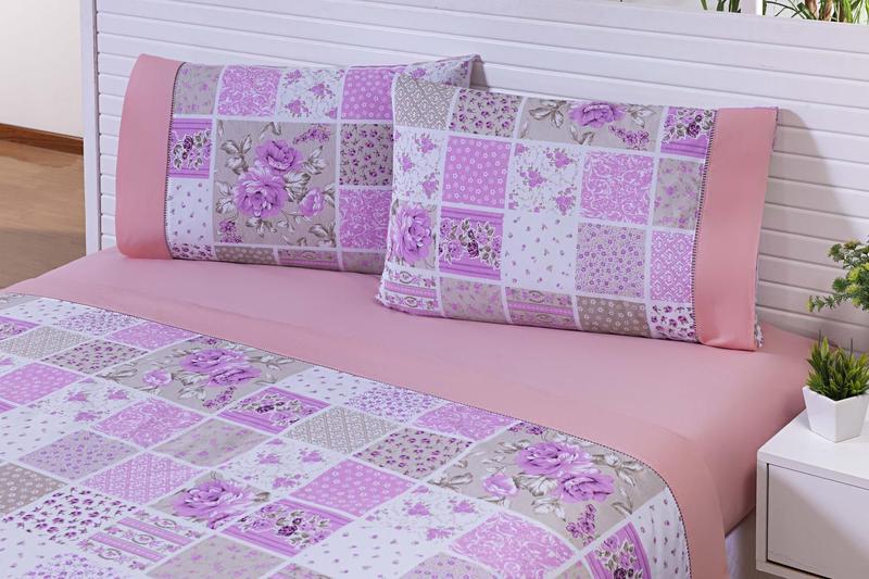 Imagem de Jogo Lençol 4 Peças Cama Viúva(1,88m x 1,28m x 30alt ) Percal 150 Fios Estampado Rose