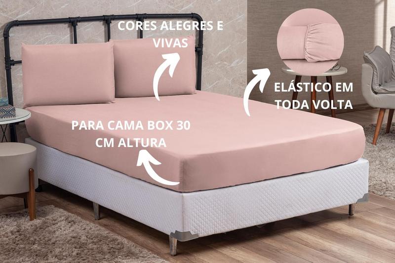 Imagem de Jogo Lençol Cama Box Casal 03 Peças Microfibra PREMIUM 150 Fios com Elástico