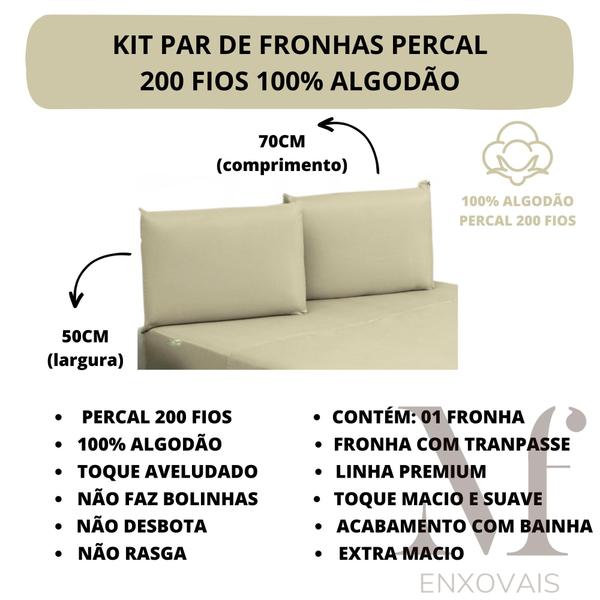 Imagem de Jogo Lençol de Cama King 03 peças PREMIUM Percal 200 Fios 100% Algodão 30CM Altura