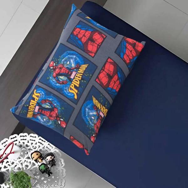 Imagem de Jogo Lençol Homem Aranha C/ Elástico Algodão 2 Peças Spider Cama Solteiro