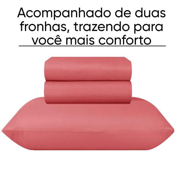 Imagem de Jogo Lençol Microfibra Cama Casal Duplo Paco Milano Cor: Coral