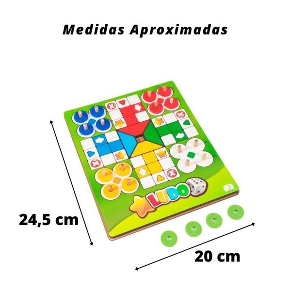 Imagem de Jogo Ludo Tabuleiro De Mesa Pinos Em Madeira MDF Tradicional - Maninho