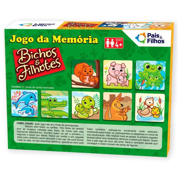 Imagem de Jogo Memoria Animais E Filhotes Brinquedo Infantil Educativo