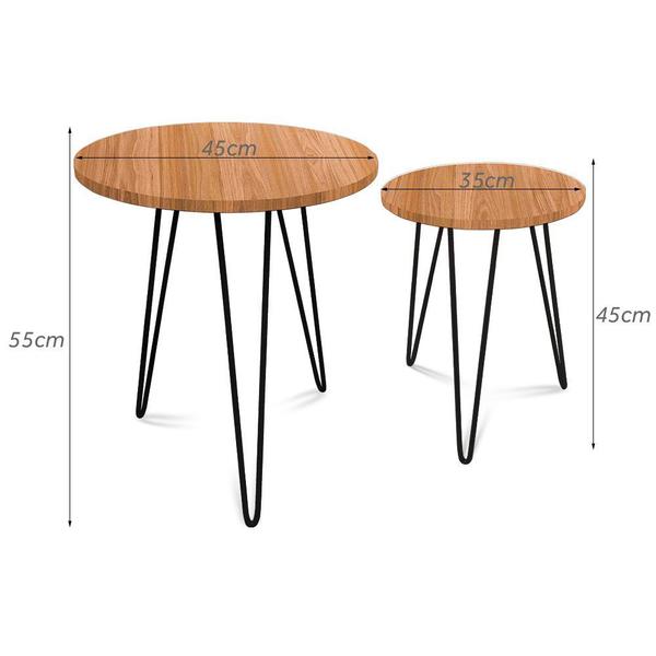 Imagem de Jogo Mesa De Canto Hairpin Leg Madeira Dupla Lateral Decor