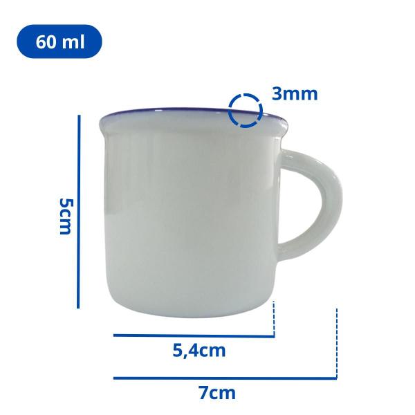 Imagem de Jogo Mini Canecas de Porcelana 6 Peças 60ml Kit Xícaras para Café