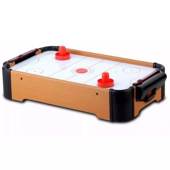 Imagem de Jogo mini Mesa de AIR HOCKEY à Pilhas Portátil com Marcador Discos Flutuantes e Rebatedores