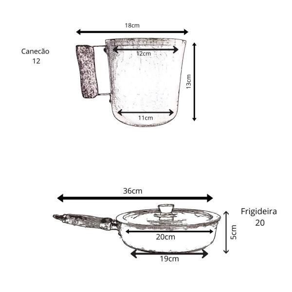 Imagem de Jogo Misto Panelas Canecão Frigideira Alumínio Grosso 5 Pçs