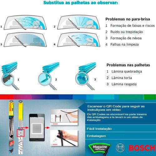 Jogo Palheta Dianteira e Traseira Original Bosch GM Agile 2012 a 2014 Imagem de Jogo Palheta Dianteira e Traseira Original Bosch GM Agile 2012 a 2014