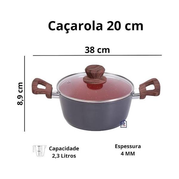 Imagem de Jogo Panela Caçarola Nano Cerâmica Antiaderente TV 16 a 22cm