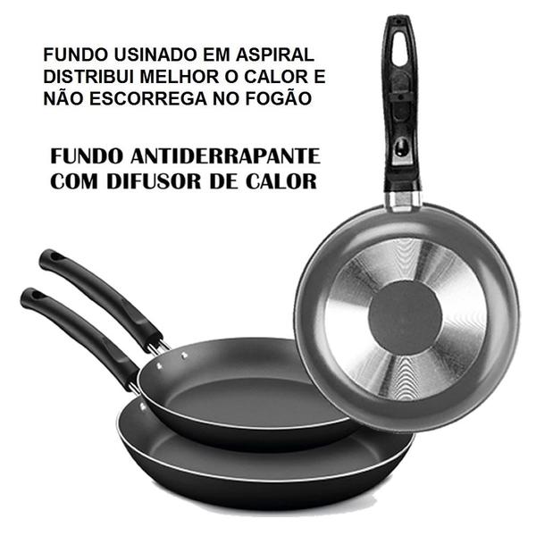 Imagem de Jogo Panelas 13 Pçs Antiaderente Teflon + 4 Facas Aço Inox