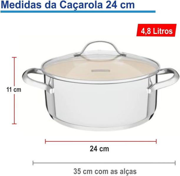 Imagem de JOGO PANELAS ACO INOX 4PC UNA CERAMICA  Bege, 65280312 - TRAMONTINA