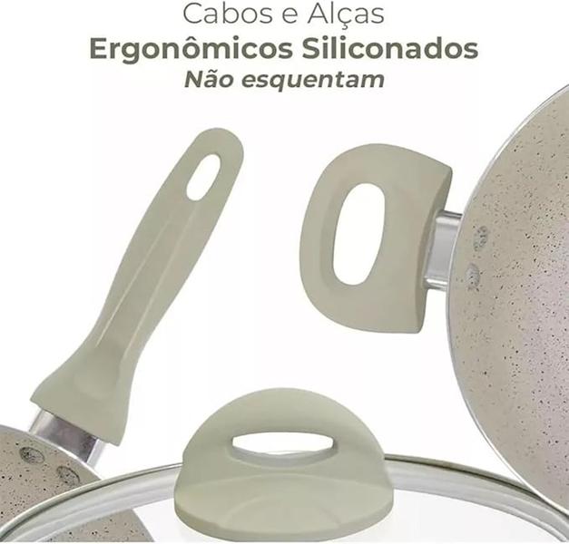 Jogo Panelas Antiaderente Revestimento Cerâmica Vanilla - casambiente Imagem de Jogo Panelas Antiaderente Revestimento Cerâmica Vanilla