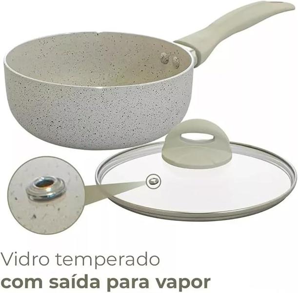 Jogo Panelas Antiaderente Revestimento Cerâmica Vanilla - casambiente Imagem de Jogo Panelas Antiaderente Revestimento Cerâmica Vanilla