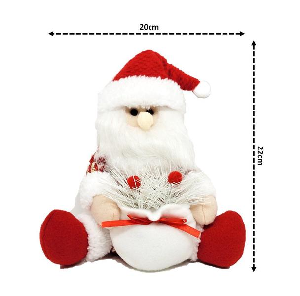 Imagem de Jogo Papai Noel e Boneco de Neve Pelúcia Sentado Vermelho e Branco 20cm - Magizi