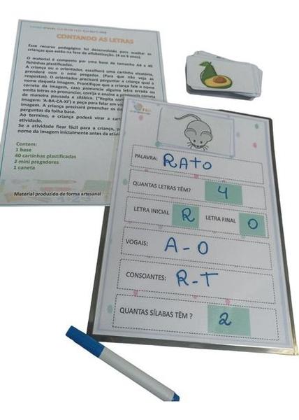 Imagem de Jogo para Alfabetização com 40 Palavras estimulação da Escrita Leitura Plastificado com cartinhas