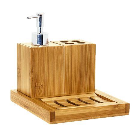 Jogo Para Banheiro 4 Peças Bambu Com Bandeja - Multimix Imagem de Jogo Para Banheiro 4 Peças Bambu Com Bandeja