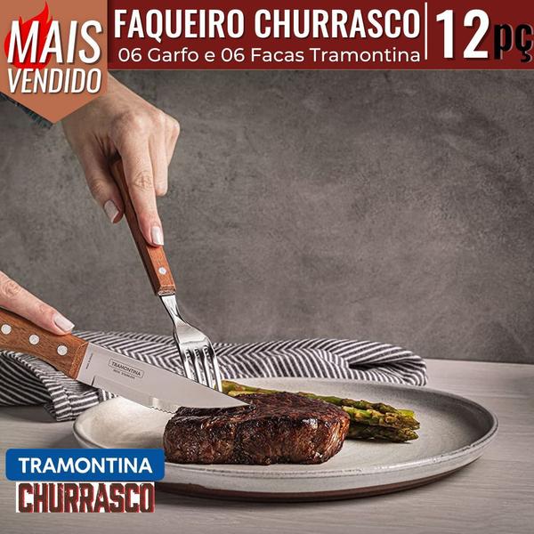 Imagem de Jogo Para Churrasco Tramontina 12Pç Jumbo Madeira Garfo Faca