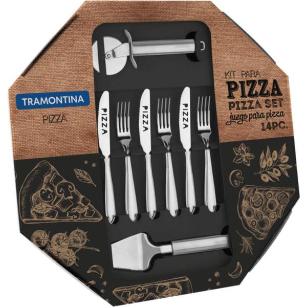 Imagem de Jogo Para Pizza Tramontina Laguna Aço Inox Utensílios 14 Pç