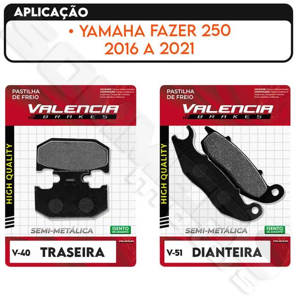 Imagem de Jogo Pastilha de Freio Dianteiro + Traseiro Fazer 250 2016 A 2021 Vl Brakes